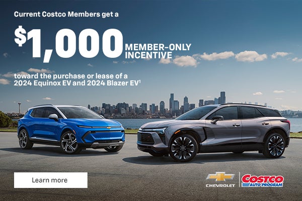 2024 Chevy Equinox EV. 2024 Chevy Blazer EV. Current Costco members get a $1,000 member-only ince...